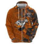 Wests Tigers Rugby Hoodie Fierce Mascot Geometric Tribal Art