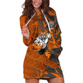 Wests Tigers Rugby Hoodie Dress Fierce Mascot Geometric Tribal Art