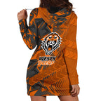 Wests Tigers Rugby Hoodie Dress Fierce Mascot Geometric Tribal Art