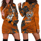 Wests Tigers Rugby Hoodie Dress Fierce Mascot Geometric Tribal Art