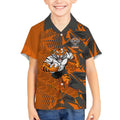 Wests Tigers Rugby Kid Hawaiian Shirt Fierce Mascot Geometric Tribal Art