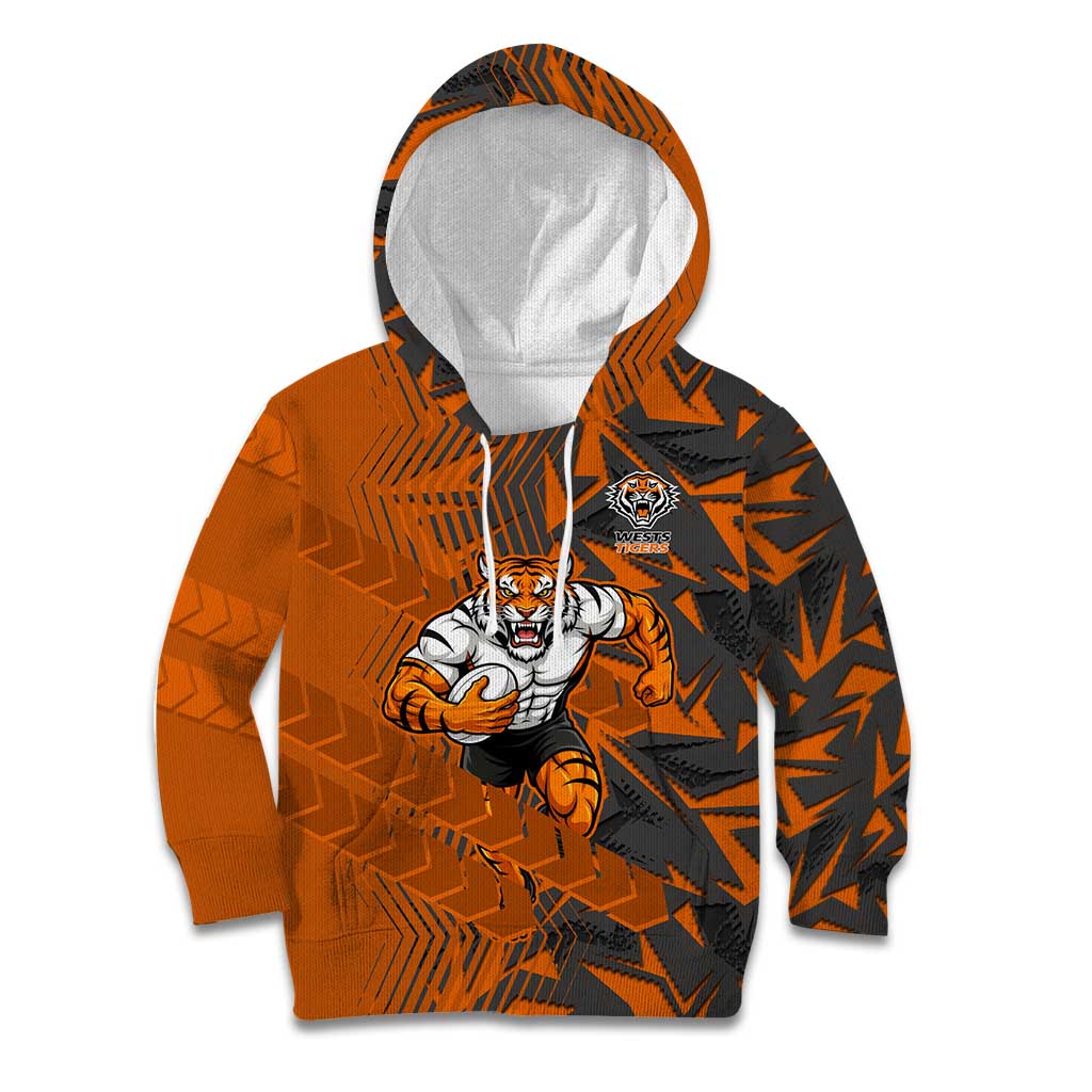 Wests Tigers Rugby Kid Hoodie Fierce Mascot Geometric Tribal Art