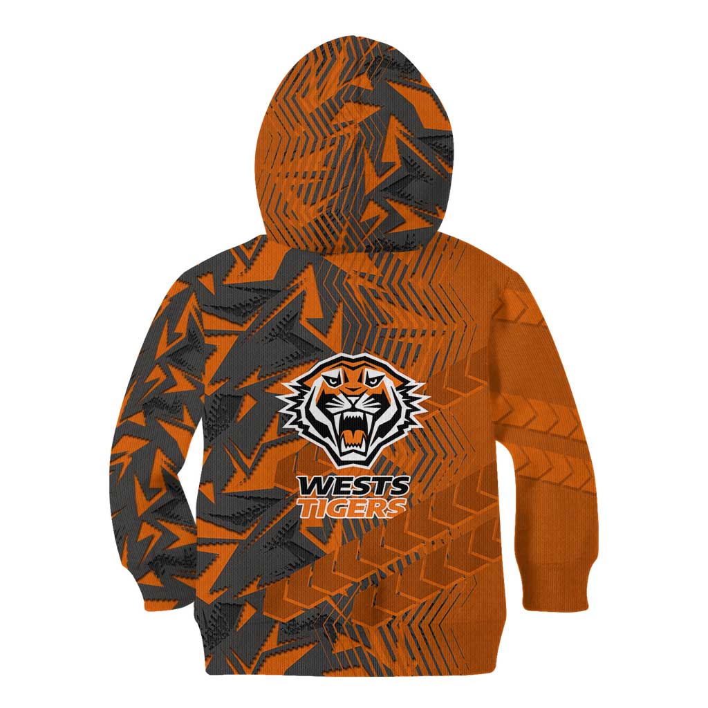 Wests Tigers Rugby Kid Hoodie Fierce Mascot Geometric Tribal Art