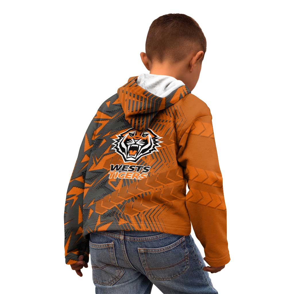 Wests Tigers Rugby Kid Hoodie Fierce Mascot Geometric Tribal Art