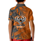 Wests Tigers Rugby Kid Polo Shirt Fierce Mascot Geometric Tribal Art
