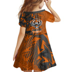 Wests Tigers Rugby Kid Short Sleeve Dress Fierce Mascot Geometric Tribal Art