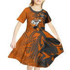 Wests Tigers Rugby Kid Short Sleeve Dress Fierce Mascot Geometric Tribal Art
