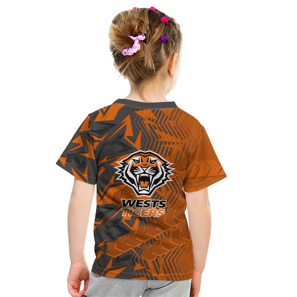 Wests Tigers Rugby Kid T Shirt Fierce Mascot Geometric Tribal Art