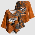 Wests Tigers Rugby Kimono Sleeve Blouse Fierce Mascot Geometric Tribal Art