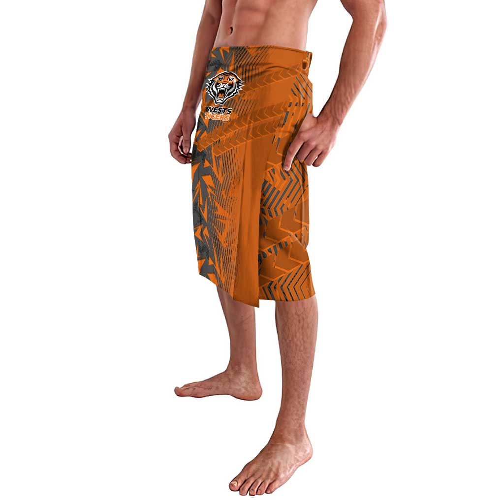Wests Tigers Rugby Lavalava Fierce Mascot Geometric Tribal Art