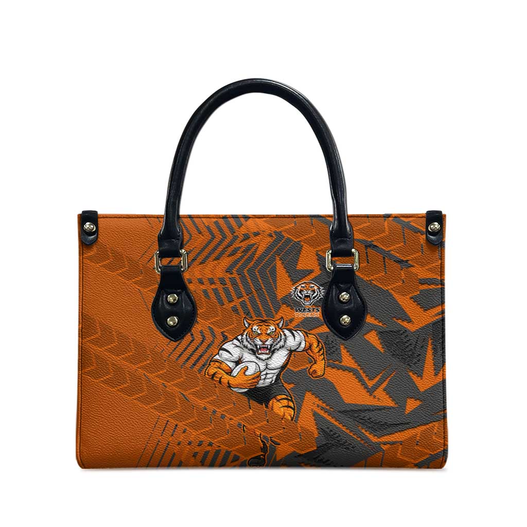 Wests Tigers Rugby Leather Bag Fierce Mascot Geometric Tribal Art