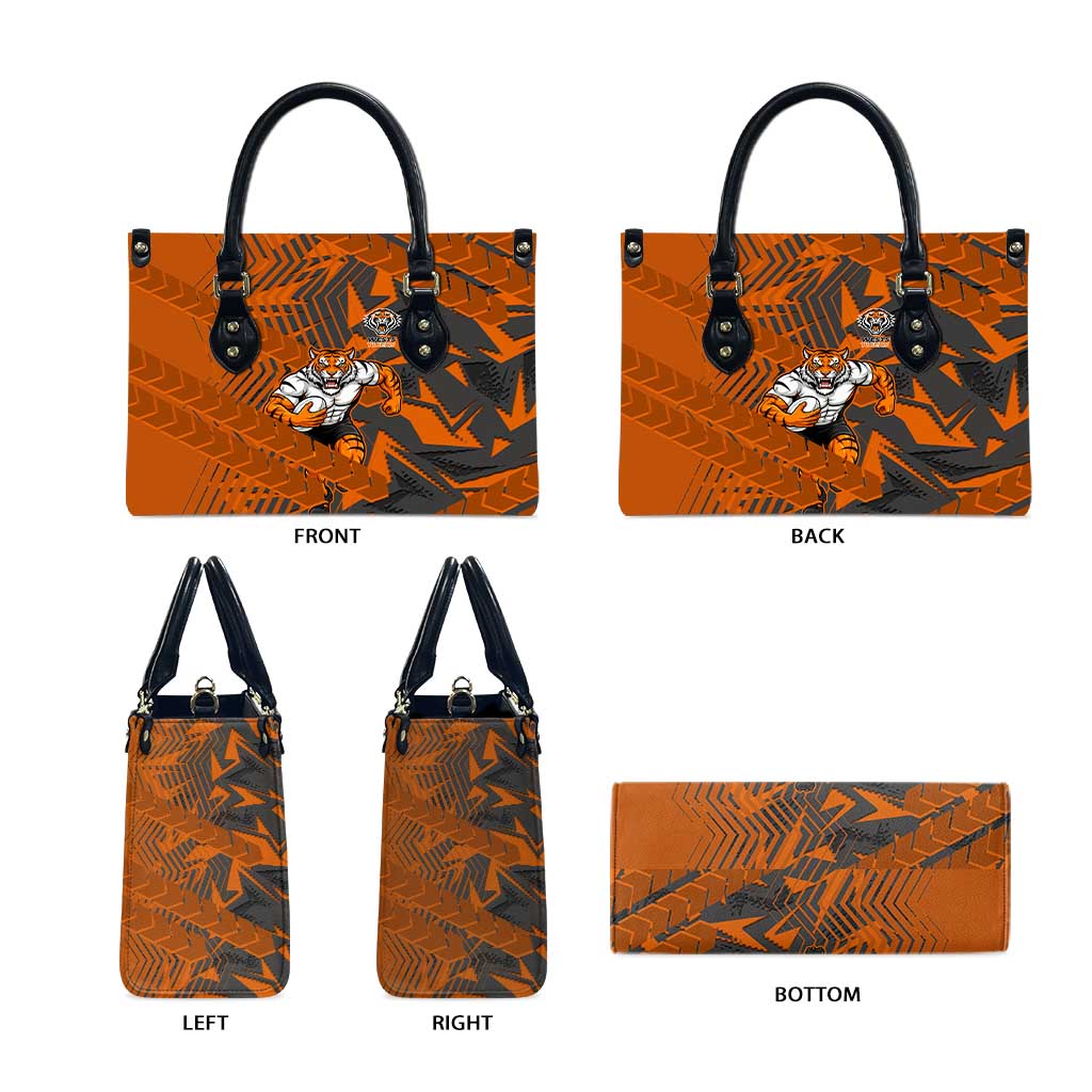 Wests Tigers Rugby Leather Bag Fierce Mascot Geometric Tribal Art