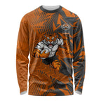Wests Tigers Rugby Long Sleeve Shirt Fierce Mascot Geometric Tribal Art
