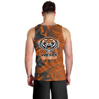 Wests Tigers Rugby Men Tank Top Fierce Mascot Geometric Tribal Art