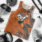 Wests Tigers Rugby Men Tank Top Fierce Mascot Geometric Tribal Art