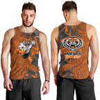 Wests Tigers Rugby Men Tank Top Fierce Mascot Geometric Tribal Art