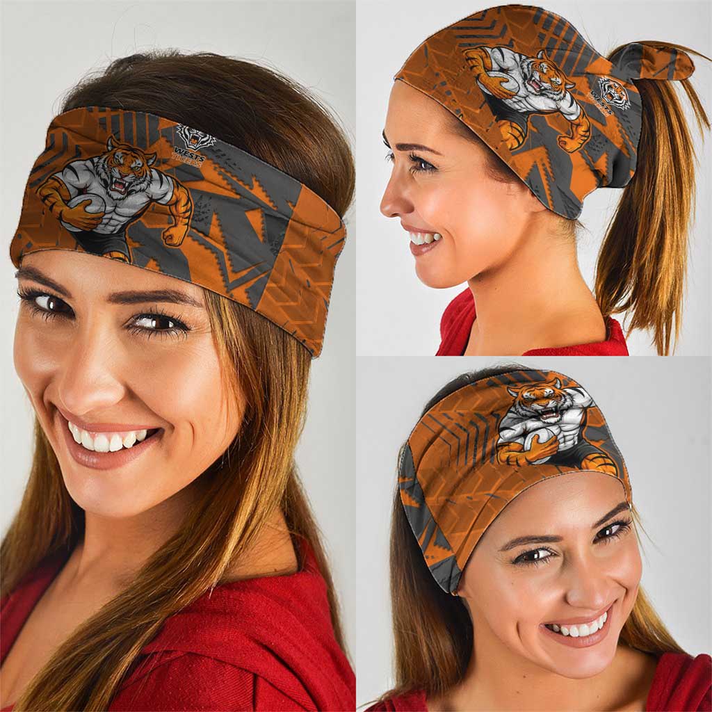 Wests Tigers Rugby Neck Gaiter Fierce Mascot Geometric Tribal Art