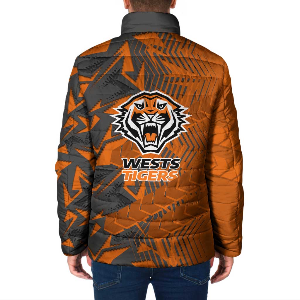 Wests Tigers Rugby Padded Jacket Fierce Mascot Geometric Tribal Art