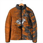 Wests Tigers Rugby Padded Jacket Fierce Mascot Geometric Tribal Art