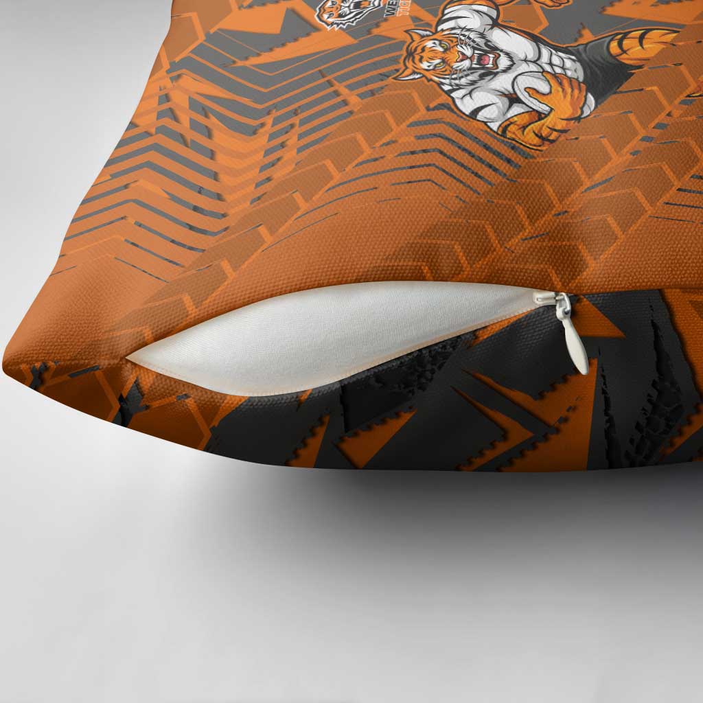 Wests Tigers Rugby Pillow Cover Fierce Mascot Geometric Tribal Art