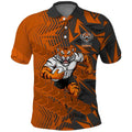 Wests Tigers Rugby Polo Shirt Fierce Mascot Geometric Tribal Art