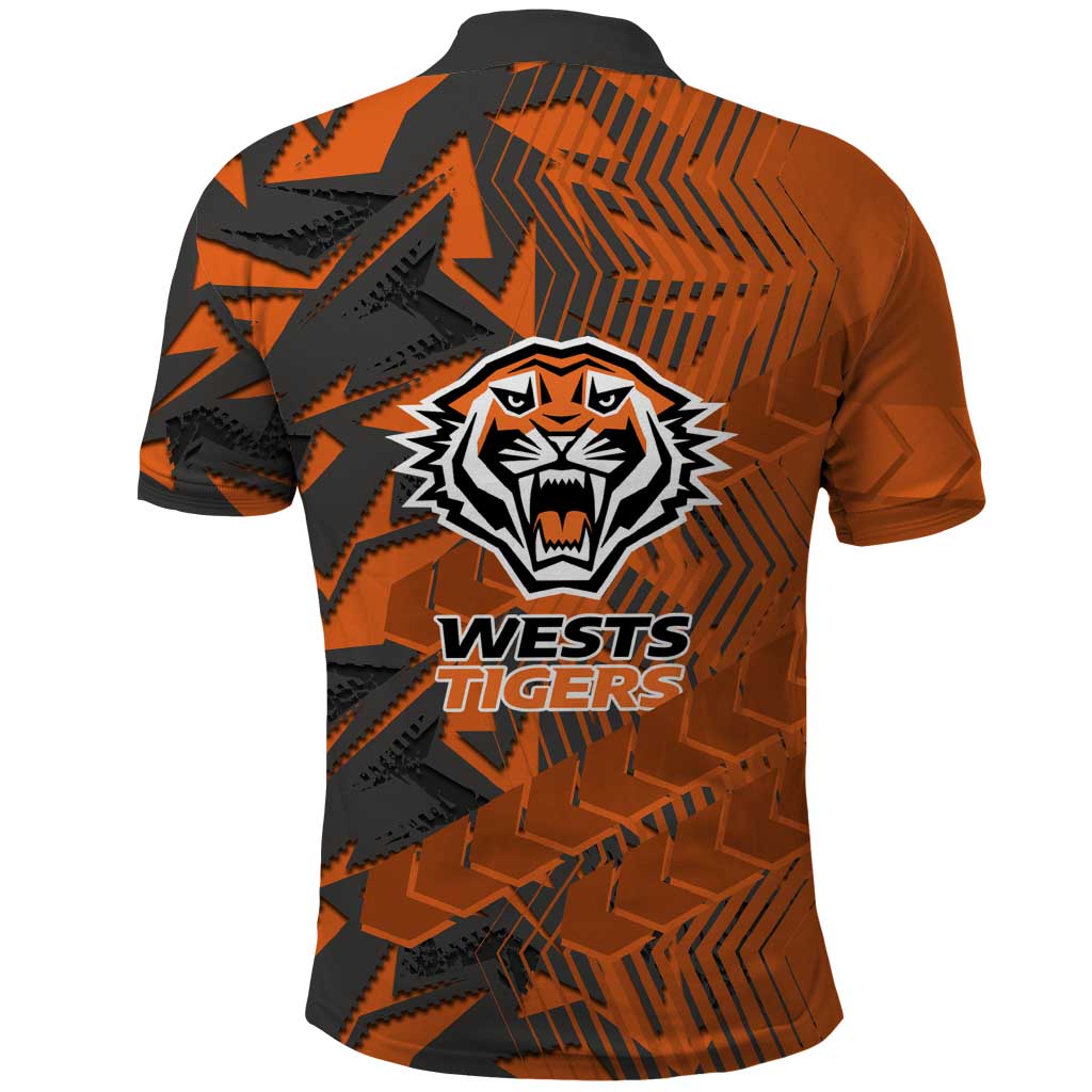 Wests Tigers Rugby Polo Shirt Fierce Mascot Geometric Tribal Art