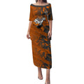 Wests Tigers Rugby Puletasi Fierce Mascot Geometric Tribal Art
