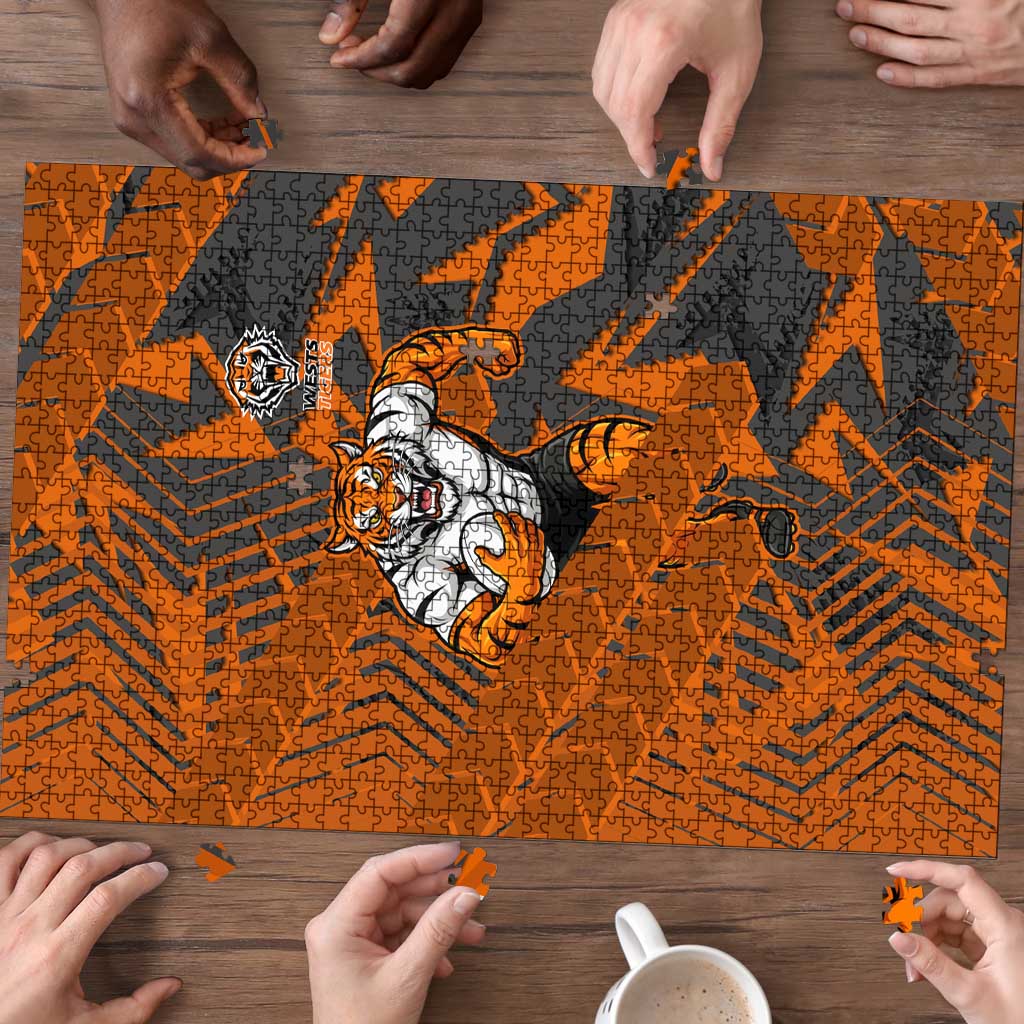 Wests Tigers Rugby Puzzle Fierce Mascot Geometric Tribal Art