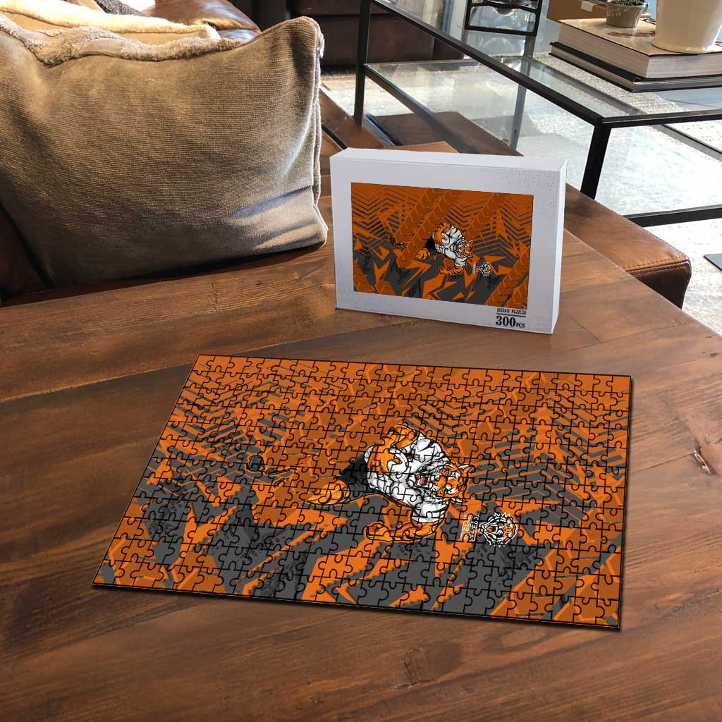 Wests Tigers Rugby Puzzle Fierce Mascot Geometric Tribal Art