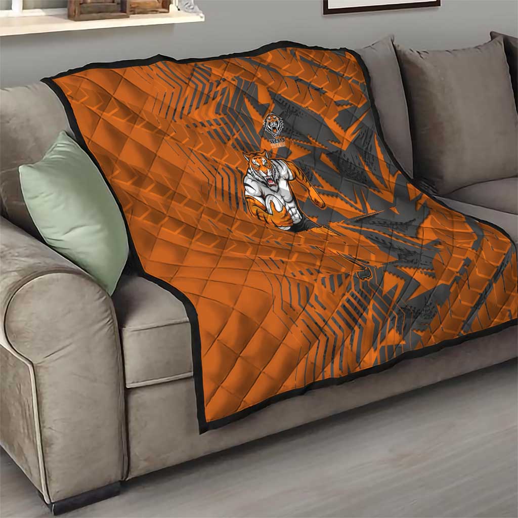 Wests Tigers Rugby Quilt Fierce Mascot Geometric Tribal Art