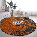 Wests Tigers Rugby Round Carpet Fierce Mascot Geometric Tribal Art