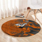 Wests Tigers Rugby Round Carpet Fierce Mascot Geometric Tribal Art