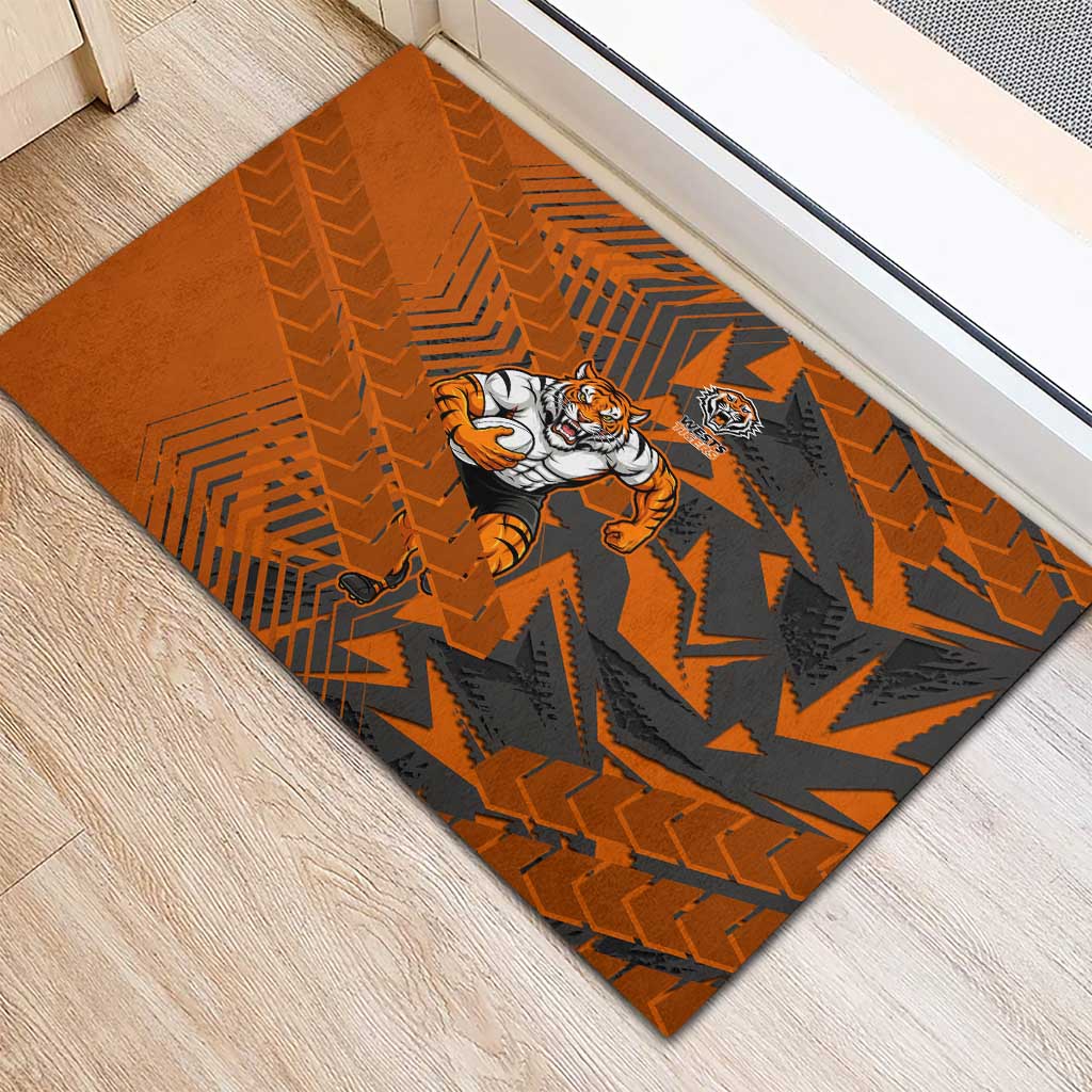 Wests Tigers Rugby Rubber Doormat Fierce Mascot Geometric Tribal Art