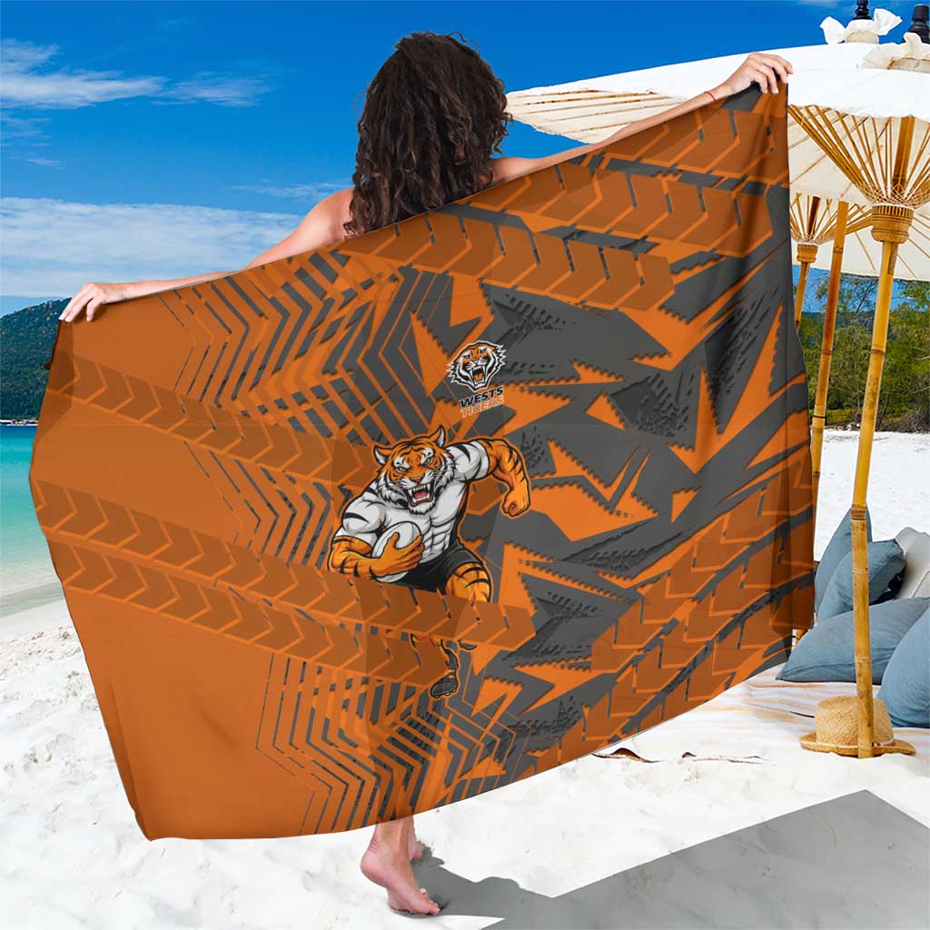 Wests Tigers Rugby Sarong Fierce Mascot Geometric Tribal Art