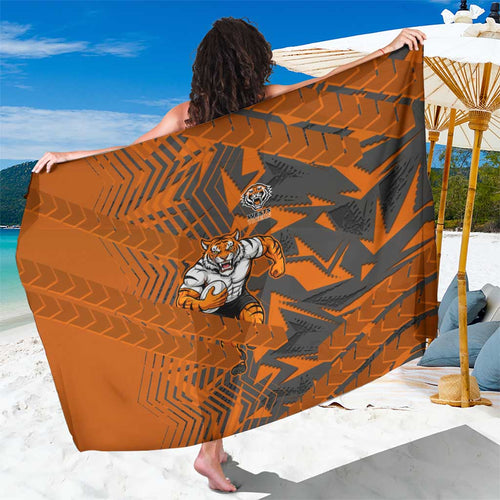 Wests Tigers Rugby Sarong Fierce Mascot Geometric Tribal Art