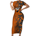 Wests Tigers Rugby Short Sleeve Bodycon Dress Fierce Mascot Geometric Tribal Art
