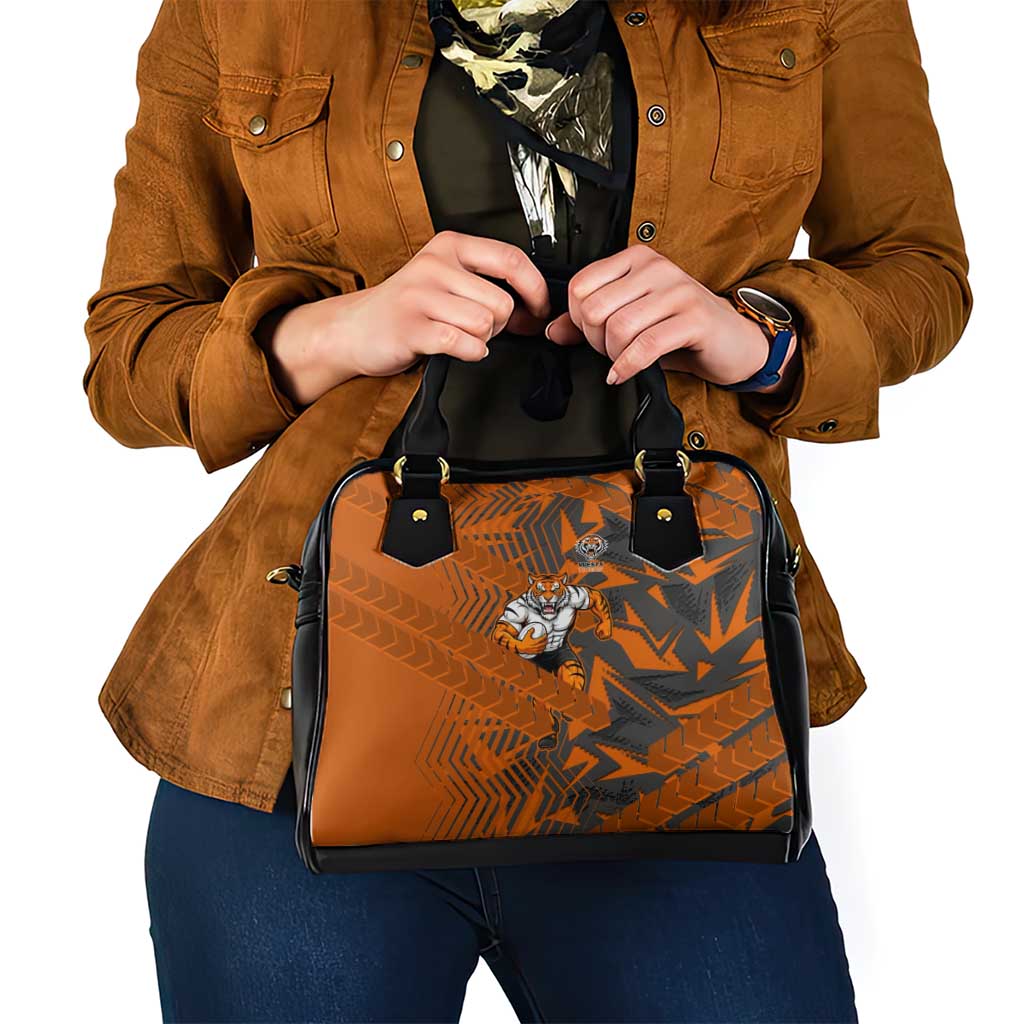 Wests Tigers Rugby Shoulder Handbag Fierce Mascot Geometric Tribal Art
