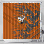 Wests Tigers Rugby Shower Curtain Fierce Mascot Geometric Tribal Art