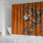 Wests Tigers Rugby Shower Curtain Fierce Mascot Geometric Tribal Art