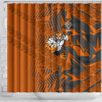 Wests Tigers Rugby Shower Curtain Fierce Mascot Geometric Tribal Art