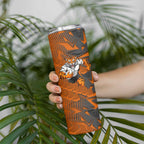 Wests Tigers Rugby Skinny Tumbler Fierce Mascot Geometric Tribal Art