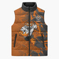 Wests Tigers Rugby Sleeveless Puffer Jacket Fierce Mascot Geometric Tribal Art