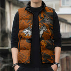 Wests Tigers Rugby Sleeveless Puffer Jacket Fierce Mascot Geometric Tribal Art