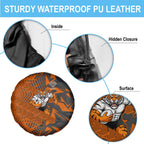 Wests Tigers Rugby Spare Tire Cover Fierce Mascot Geometric Tribal Art