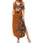 Wests Tigers Rugby Summer Maxi Dress Fierce Mascot Geometric Tribal Art