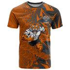 Wests Tigers Rugby T Shirt Fierce Mascot Geometric Tribal Art