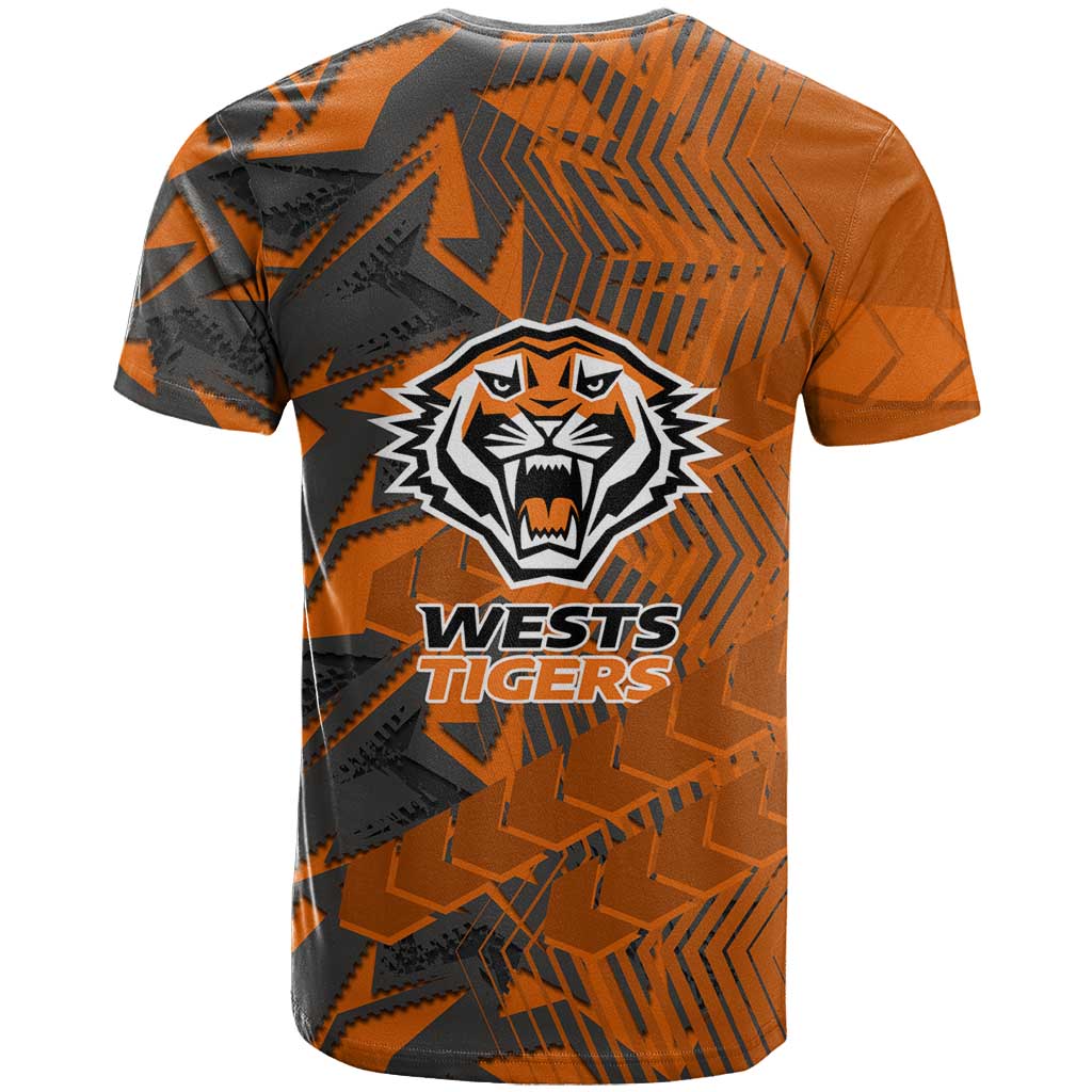 Wests Tigers Rugby T Shirt Fierce Mascot Geometric Tribal Art