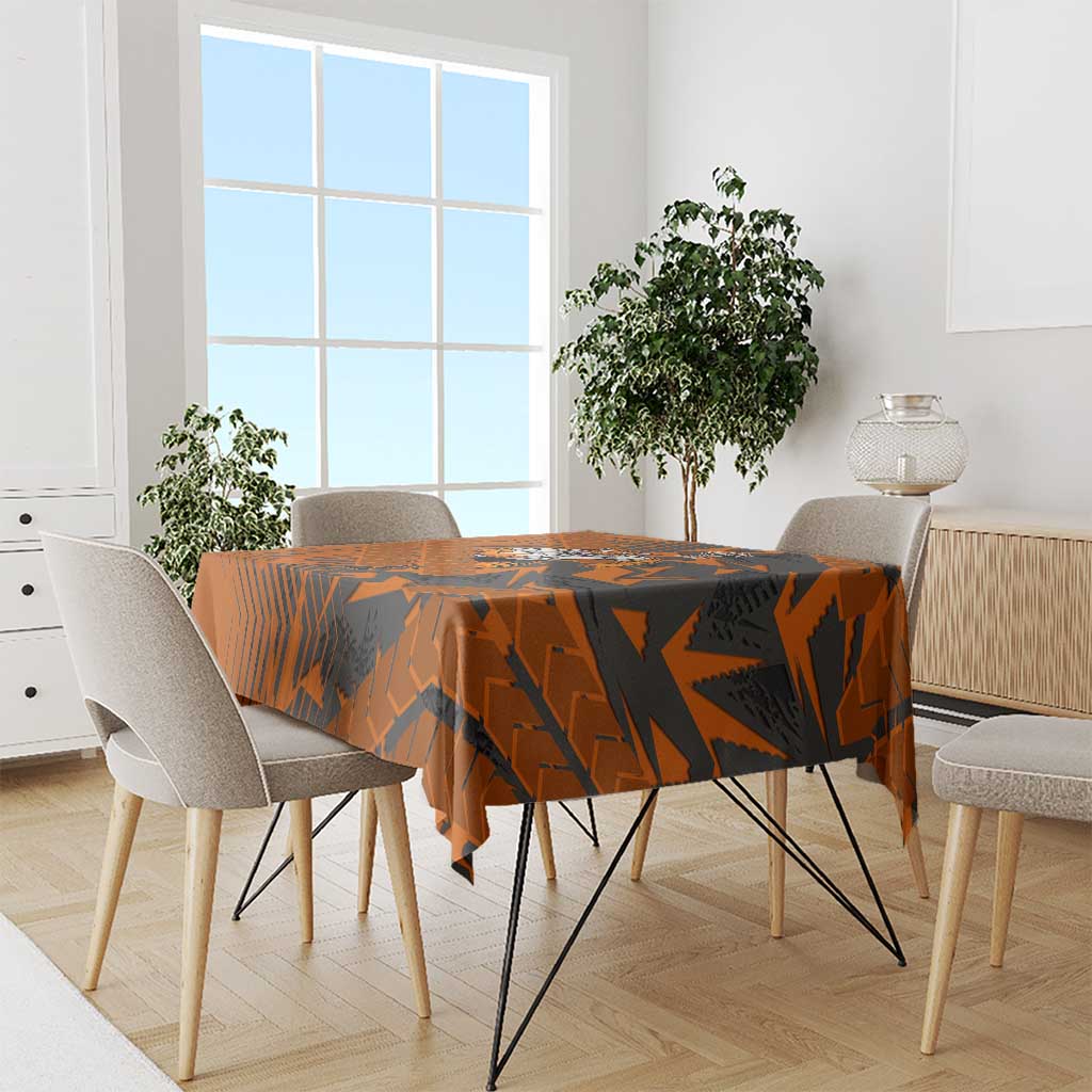 Wests Tigers Rugby Tablecloth Fierce Mascot Geometric Tribal Art
