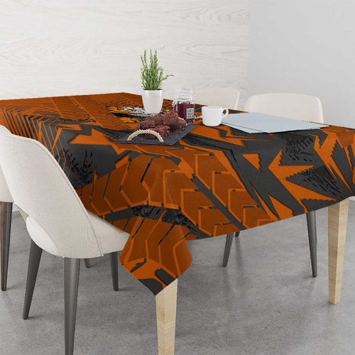 Wests Tigers Rugby Tablecloth Fierce Mascot Geometric Tribal Art