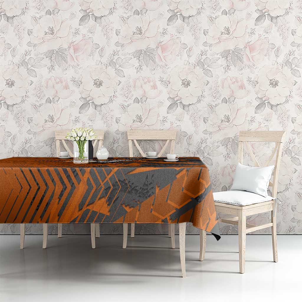 Wests Tigers Rugby Tablecloth Fierce Mascot Geometric Tribal Art